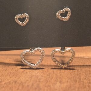 Sterling Silver Detachable Dangle Heart Earrings
